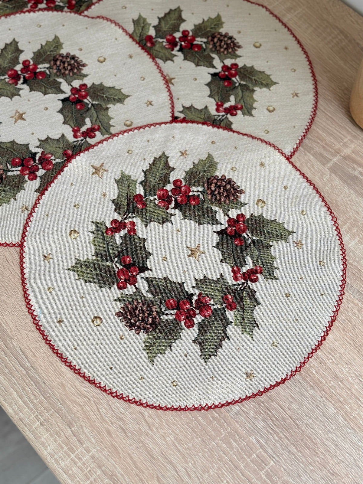 Christmas Placemat set «Christmas Wonderland» with golden thread - High quality tapestry