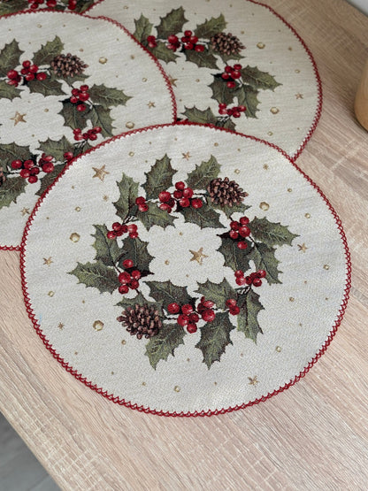 Christmas Placemat set «Christmas Wonderland» with golden thread - High quality tapestry