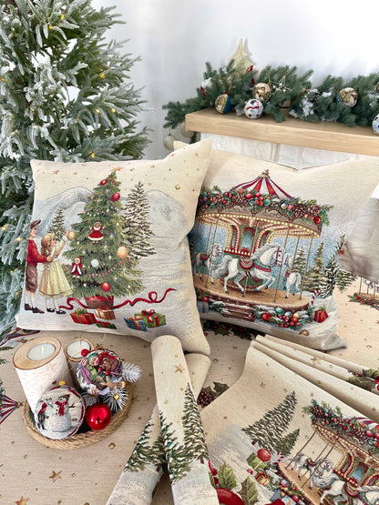 Christmas Pillow cover «Christmas Wonderland»-2 with golden thread - High quality tapestry