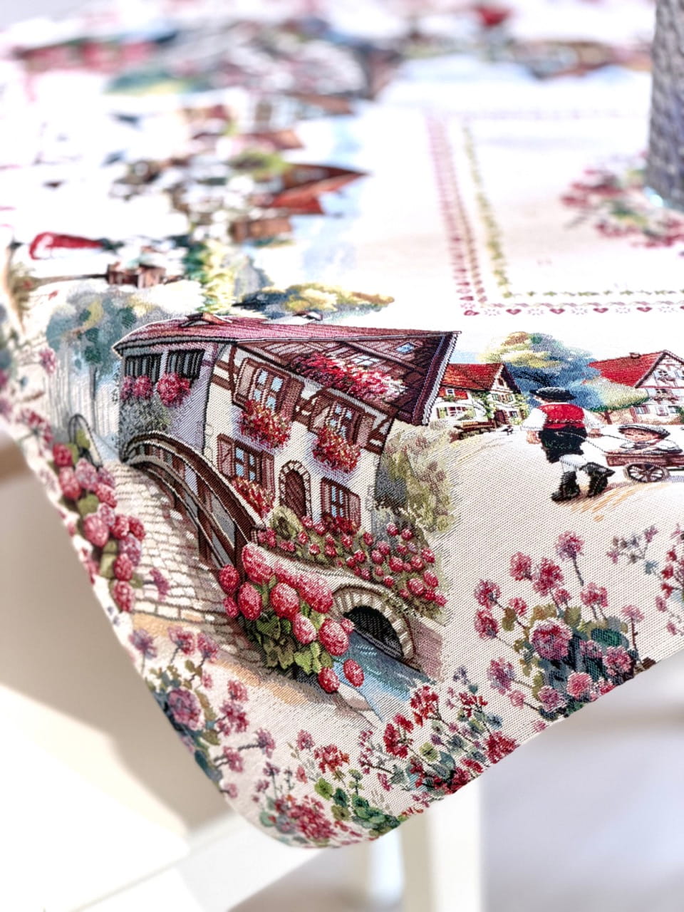 Square tablecloth «Spring Village» - Premium Tapestry - Textile4Family