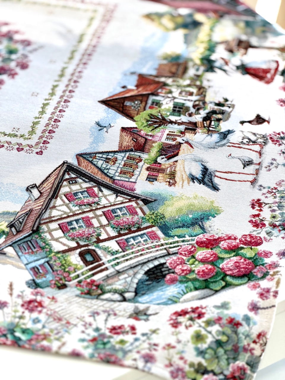 Square tablecloth «Spring Village» - Premium Tapestry - Textile4Family