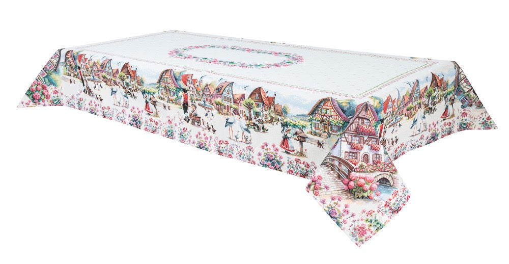 Rectangular tablecloth «Spring Village» - Premium Tapestry - Textile4Family