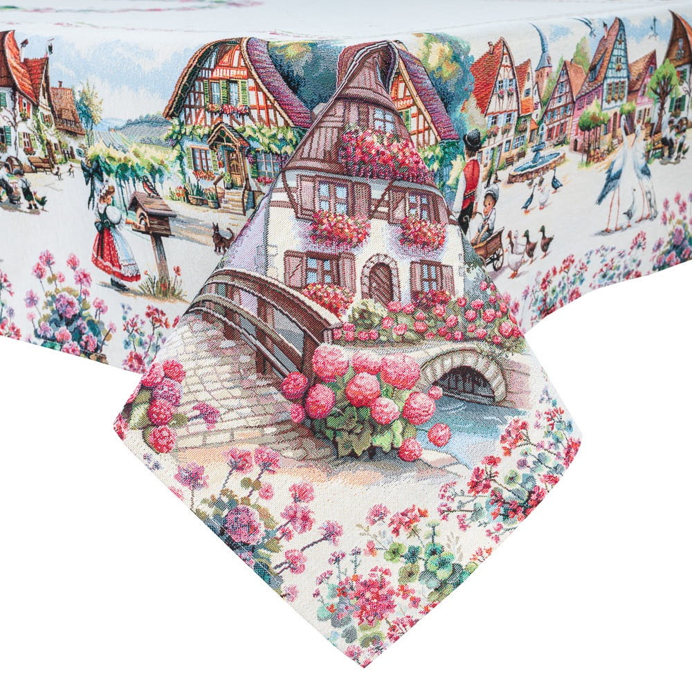 Rectangular tablecloth «Spring Village» - Premium Tapestry - Textile4Family