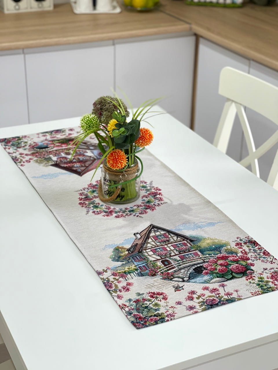 Table Runner «Spring Village» - Premium Tapestry - Textile4Family