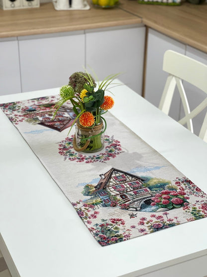 Table Runner «Spring Village» - Premium Tapestry - Textile4Family