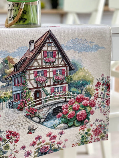 Table Runner «Spring Village» - Premium Tapestry - Textile4Family