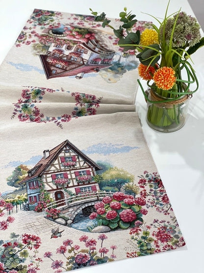 Table Runner «Spring Village» - Premium Tapestry - Textile4Family