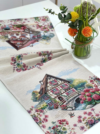 Table Runner «Spring Village» - Premium Tapestry - Textile4Family