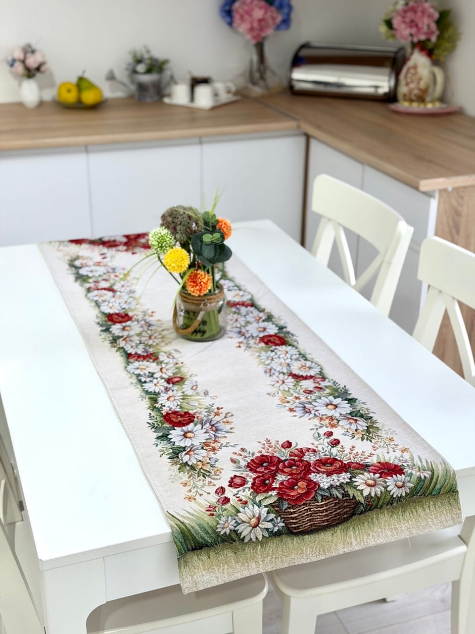 Table Runner «Poppy and Daisy» - Premium Tapestry - Textile4Family
