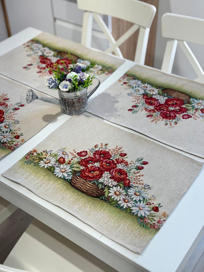 Placemat set «Poppy and Daisy» - Premium Tapestry - Textile4Family