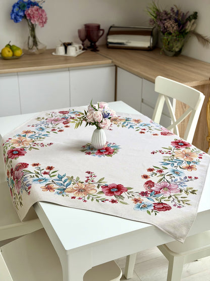 Square tablecloth «Blooming garden» - Premium Tapestry - Textile4Family