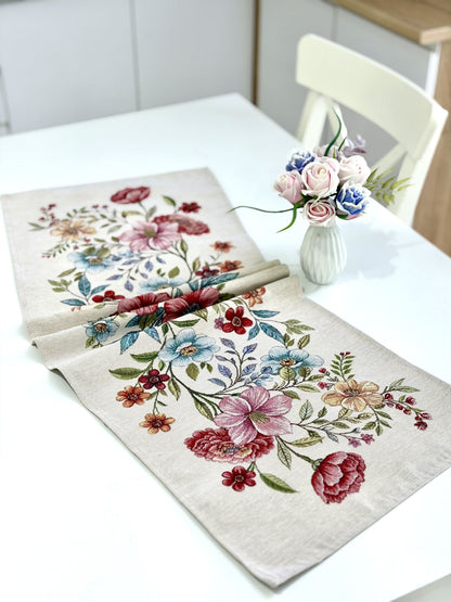 Table Runner «Blooming garden» - Premium Tapestry - Textile4Family