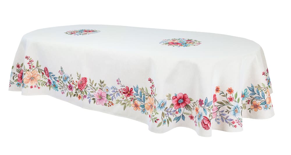 Oval Tablecloth «Blooming garden» - Premium Tapestry - Textile4Family