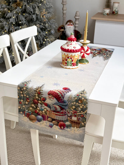 Table Runner «Scarlet Wishes» with golden thread - High quality tapestry