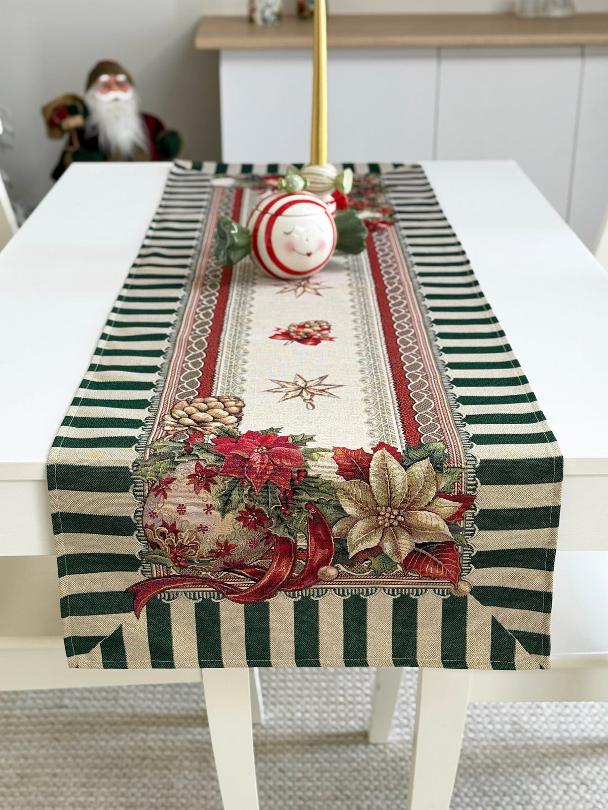 Christmas Table Runner «Christmas Heritage» with golden thread - High quality tapestry