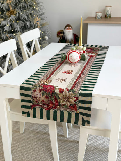 Christmas Table Runner «Christmas Heritage» with golden thread - High quality tapestry