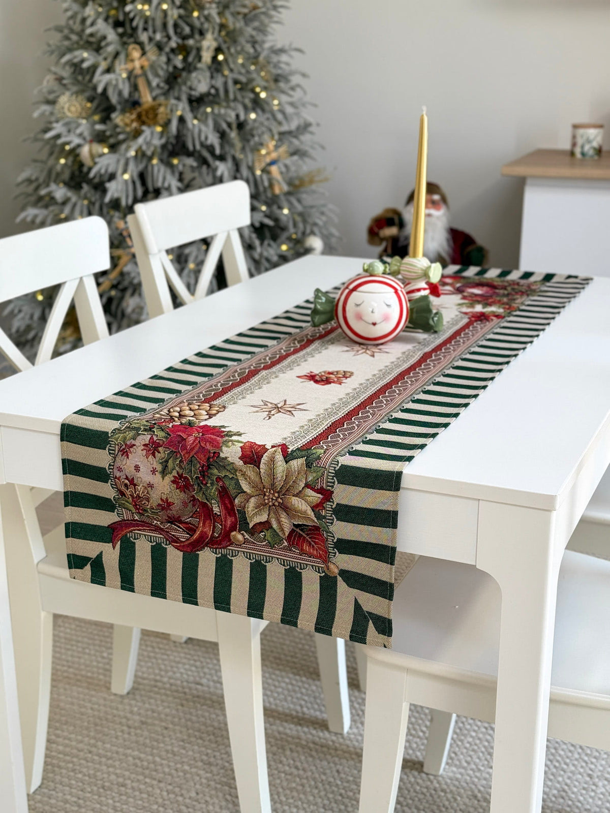Christmas Table Runner «Christmas Heritage» with golden thread - High quality tapestry