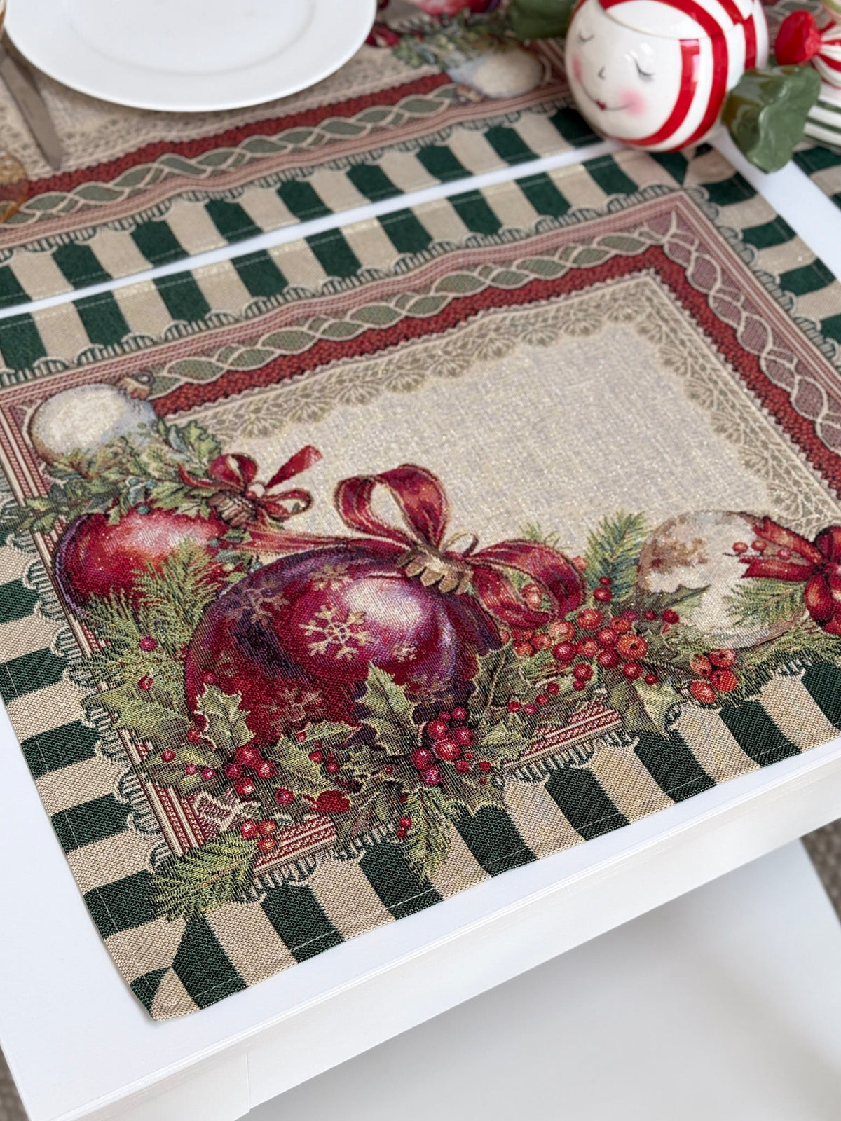 Christmas Placemat set «Christmas Heritage» with golden thread - High quality tapestry