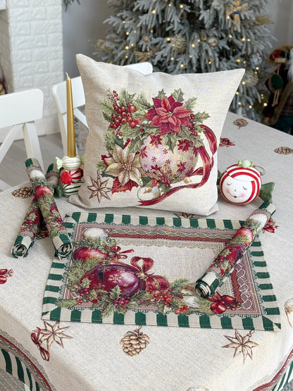 Christmas Placemat set «Christmas Heritage» with golden thread - High quality tapestry