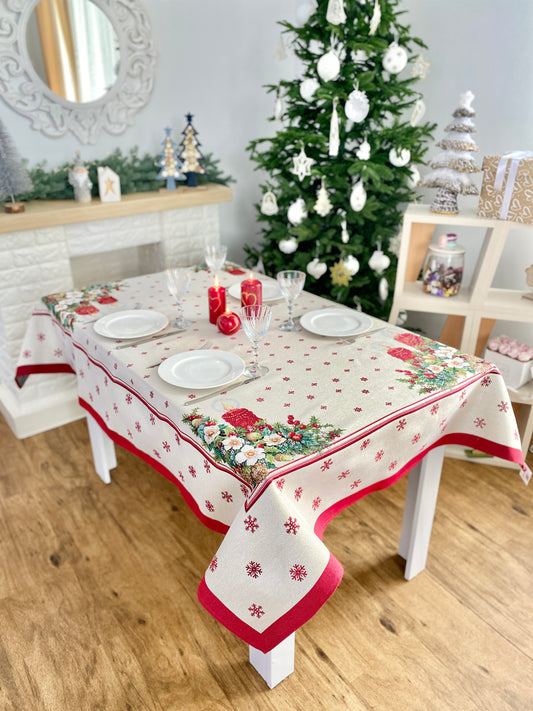 Christmas tapestry Tablecloth "Christmas Candle" with silver thread