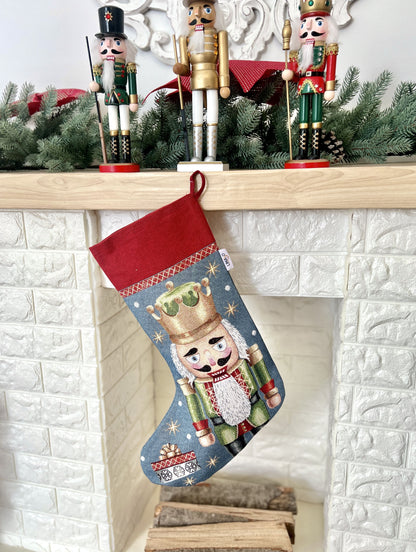 Holiday Stocking «Xmas soldier-1» with golden thread