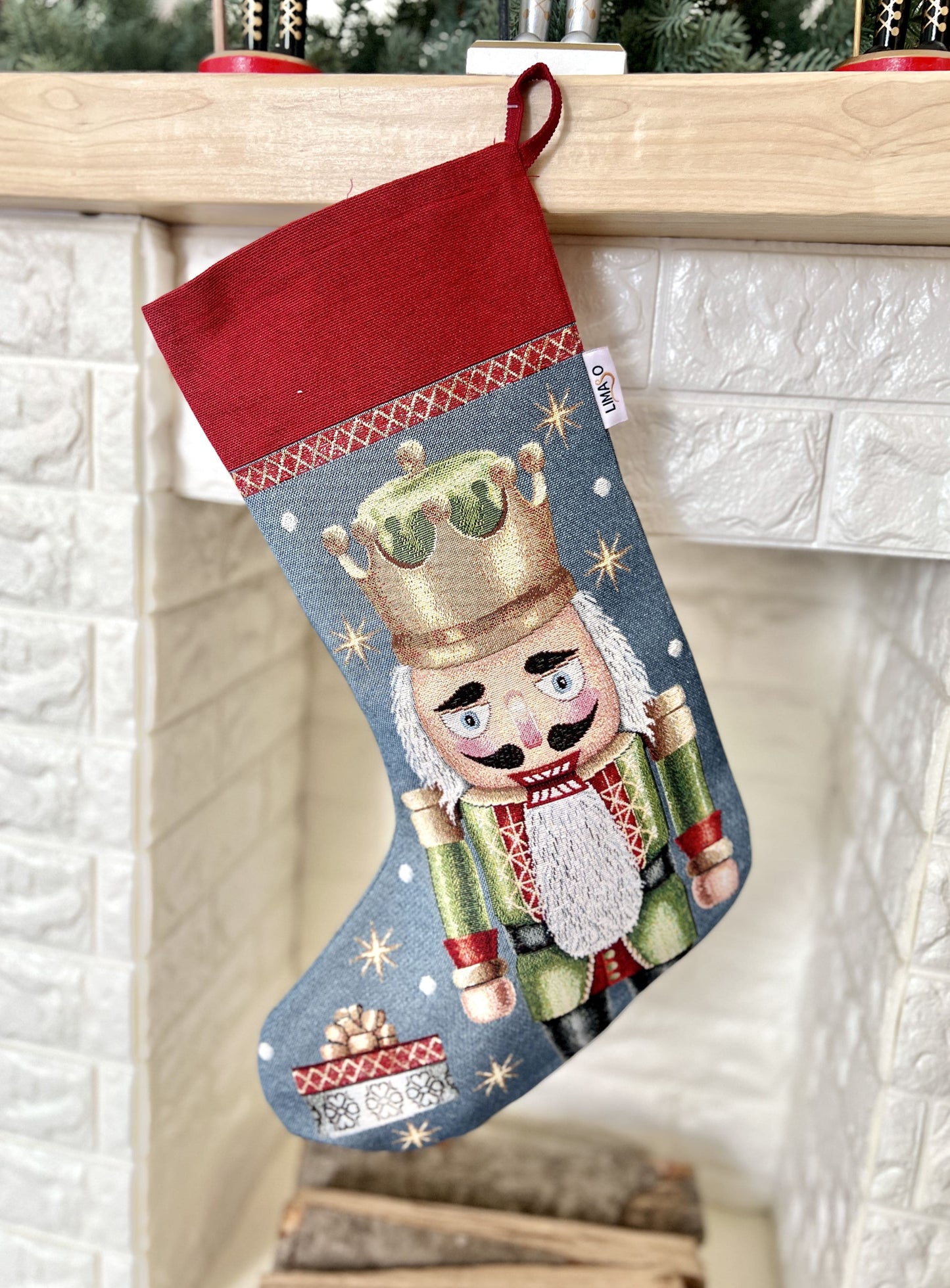 Holiday Stocking «Xmas soldier-1» with golden thread