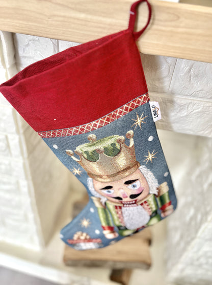 Holiday Stocking «Xmas soldier-1» with golden thread