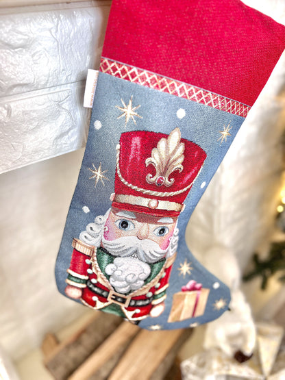 Holiday Stocking «Xmas soldier-2» with golden thread