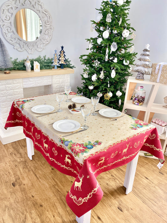 Christmas tapestry Tablecloth "New year fantasy" with golden thread