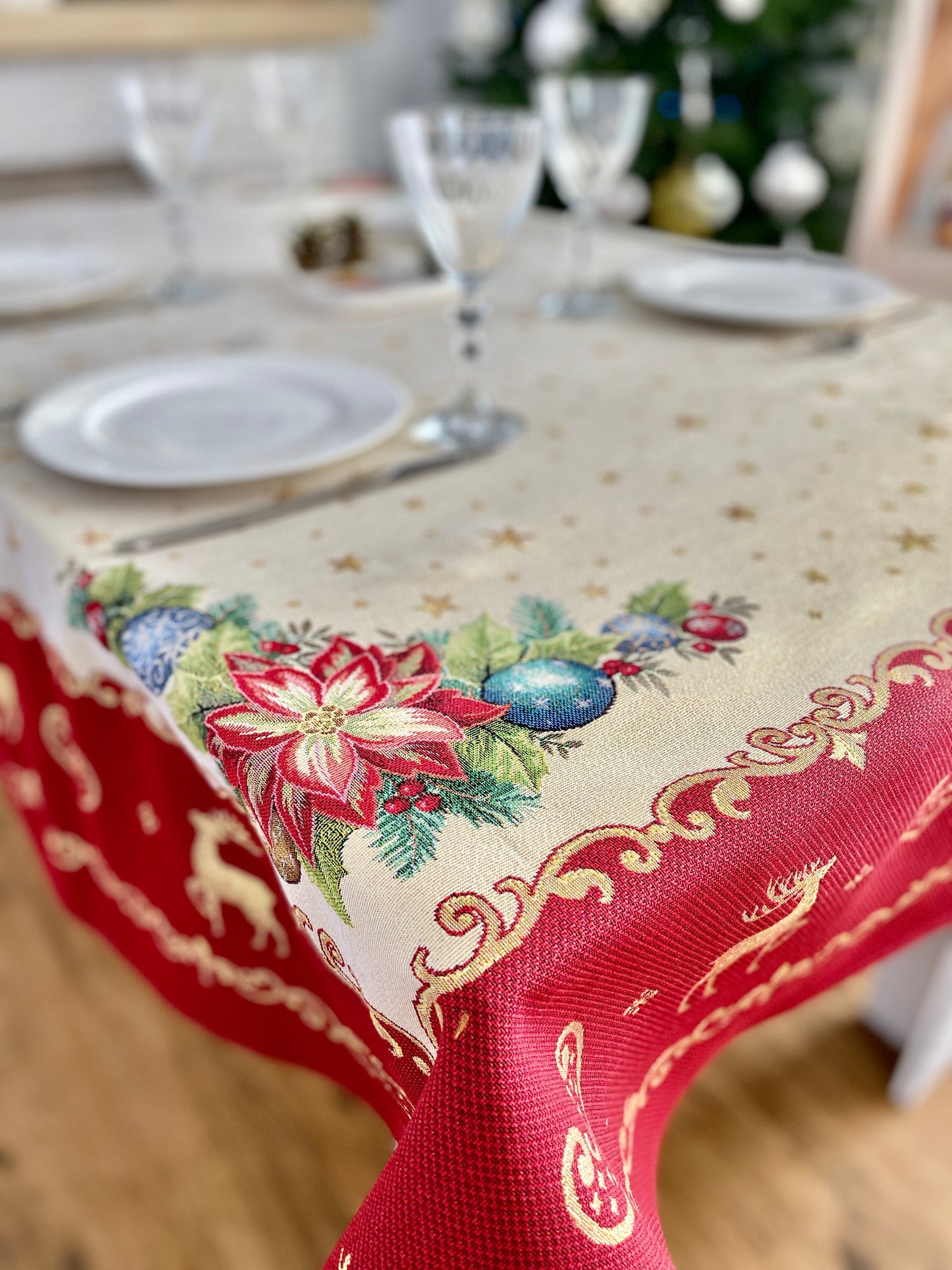Christmas tapestry Tablecloth "New year fantasy" with golden thread Limaso Textile