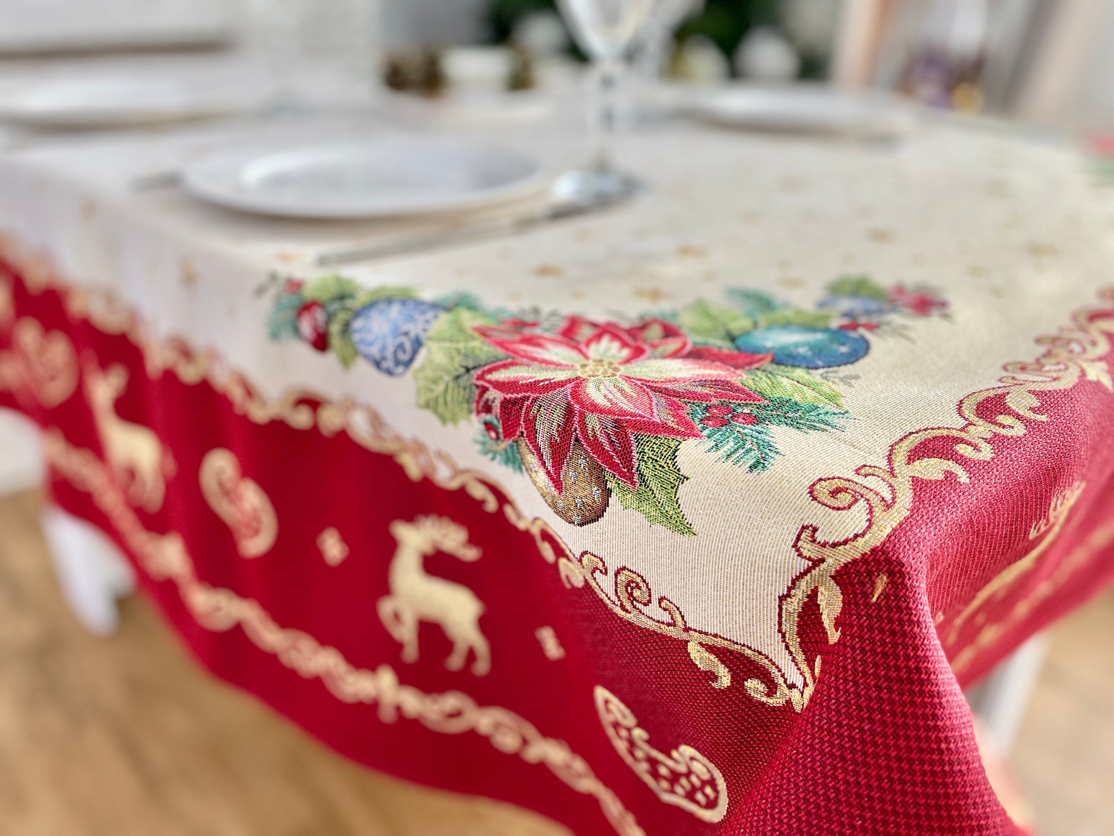 Christmas tapestry Tablecloth "New year fantasy" with golden thread Limaso Textile