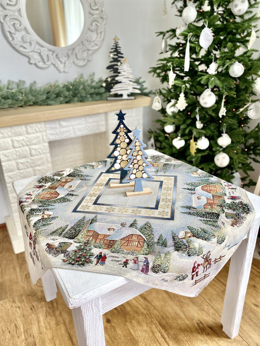 Christmas tapestry tablecloth «Christmas in Highlands» with golden thread