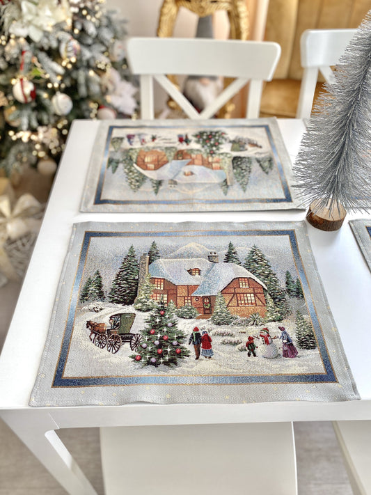 Christmas Placemat «Christmas in Highlands» with golden thread