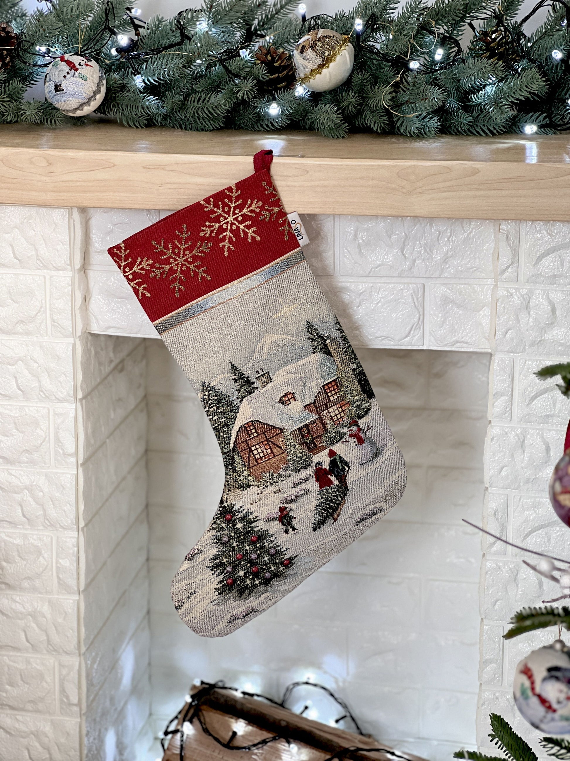 Christmas Stocking «Christmas in Highlands» with golden thread