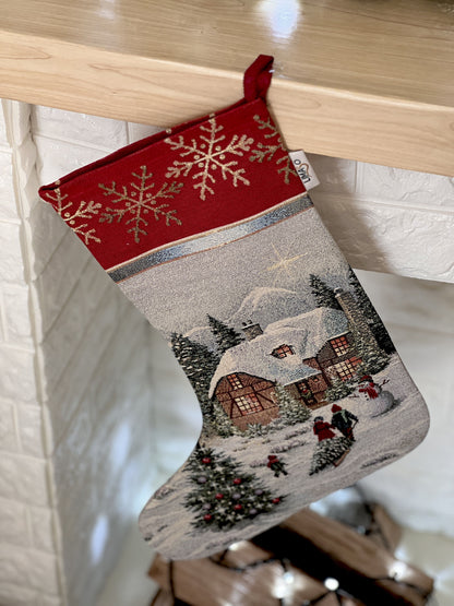 Christmas Stocking «Christmas in Highlands» with golden thread