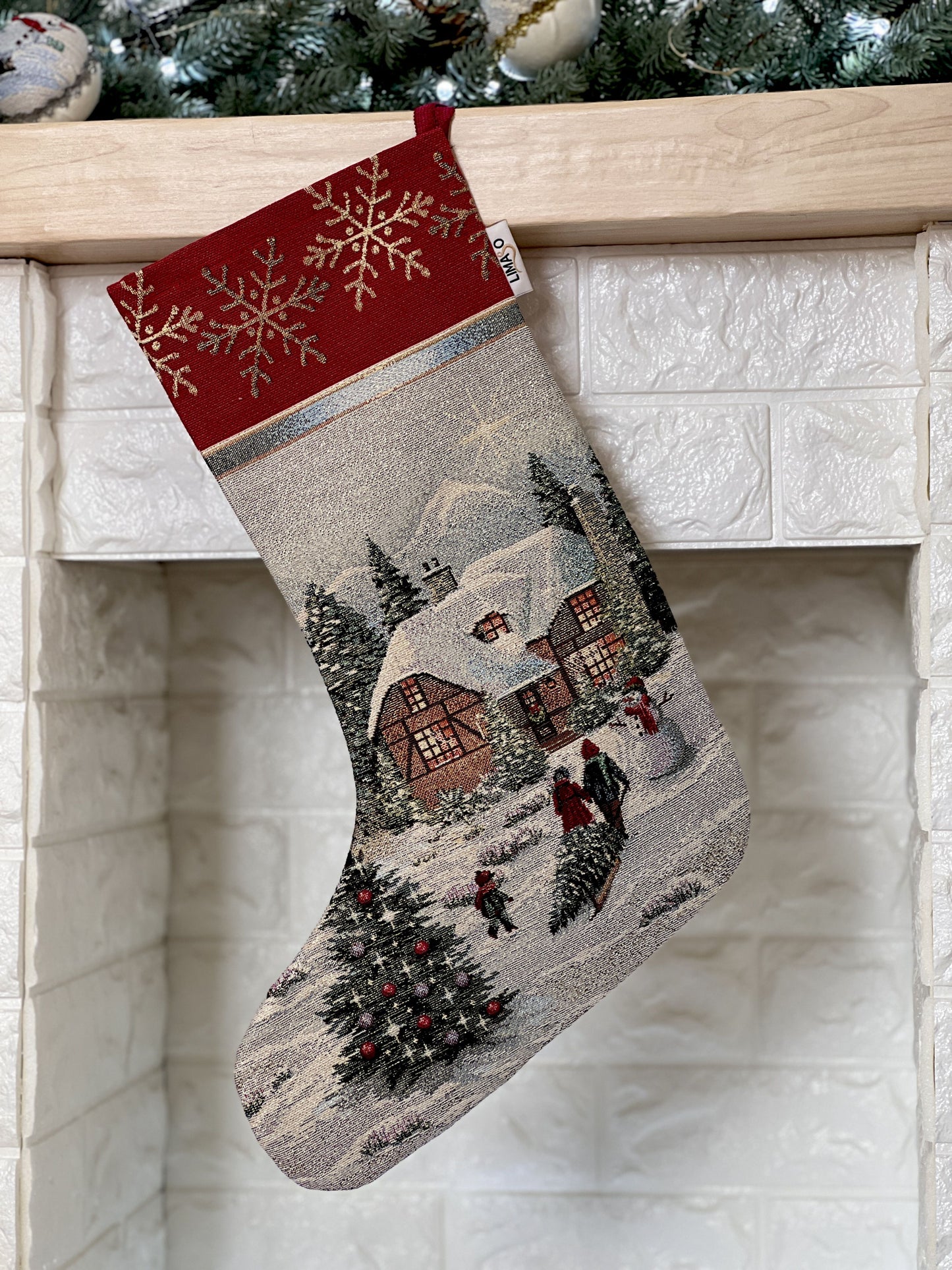 Christmas Stocking «Christmas in Highlands» with golden thread