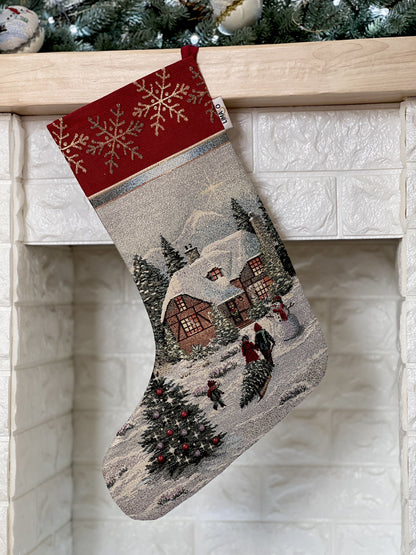 Christmas Stocking «Christmas in Highlands» with golden thread