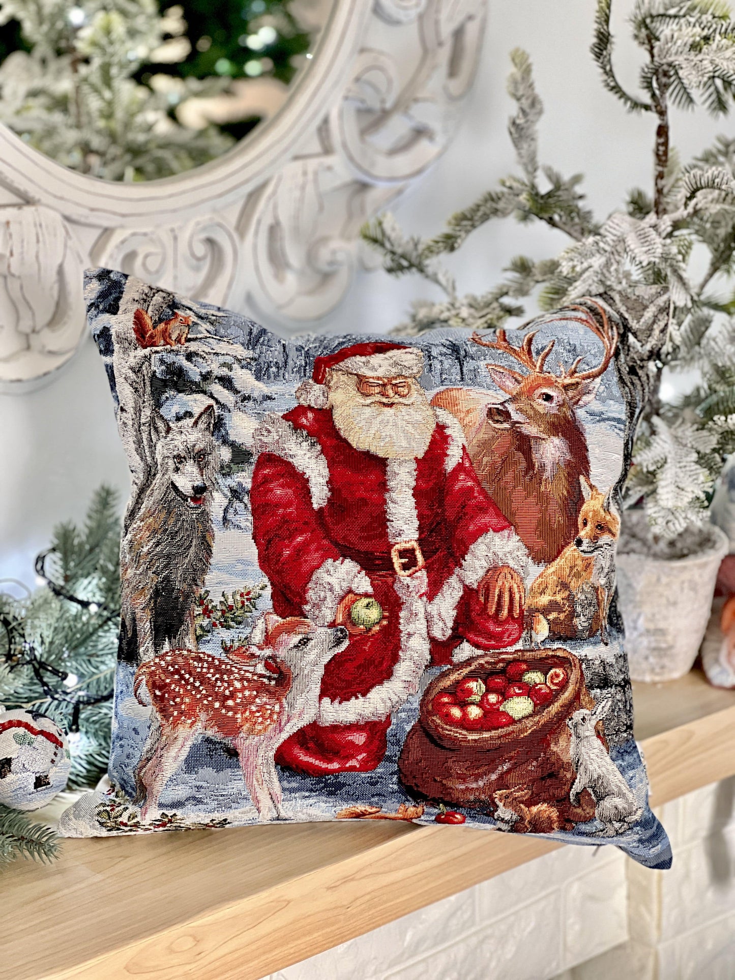 Winter Holiday tapestry cushion cover «Scenery» without lurex