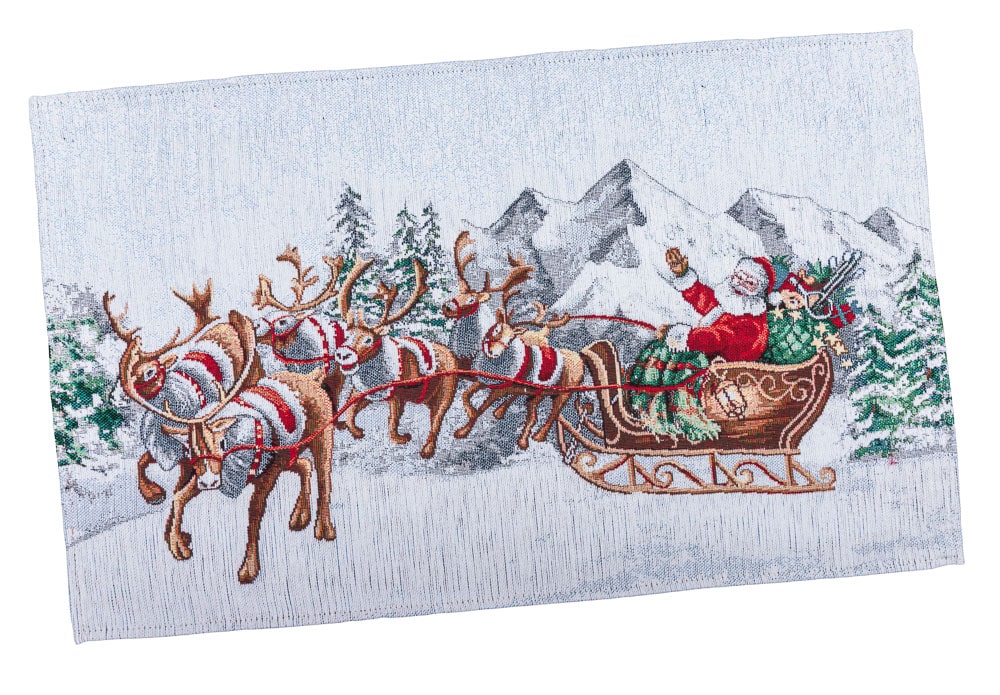 Winter Holiday Placemat «Santa is coming» With microfibre & silver lurex