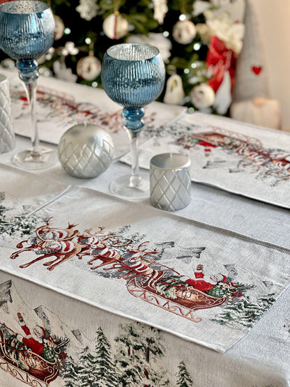 Winter Holiday Placemat «Santa is coming» With microfibre & silver lurex