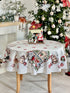 Round Christmas tapestry tablecloth «Christmas kittens» With microfibre & silver lurex