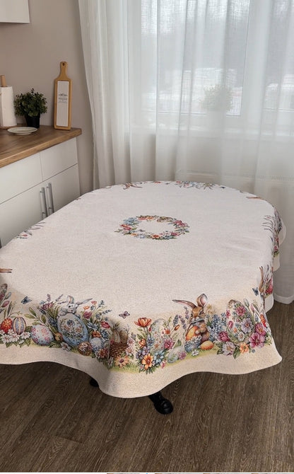 Easter Oval Tablecloth «Spring Easter Eggs» - Luxury Tapestry - Textile4Family