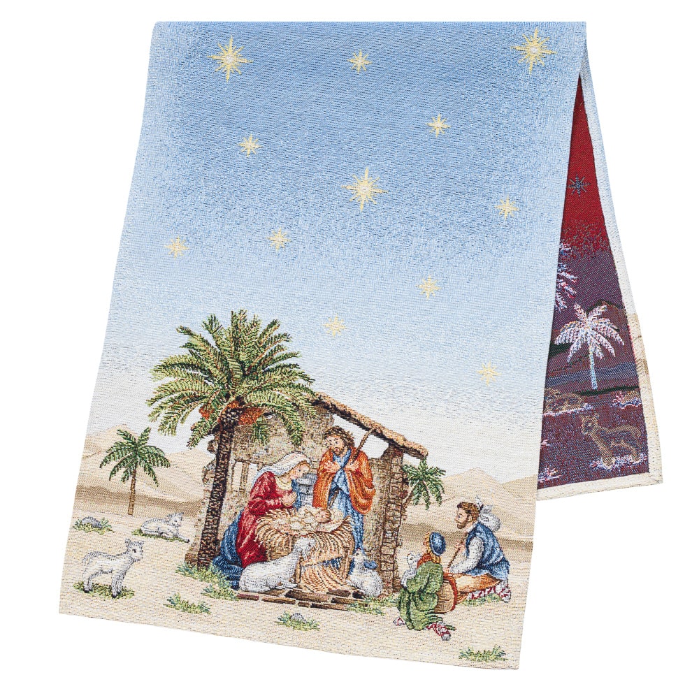 Christmas Table Runner  «Topino» with Golden Lurex - Luxury Tapestry - Textile4Family