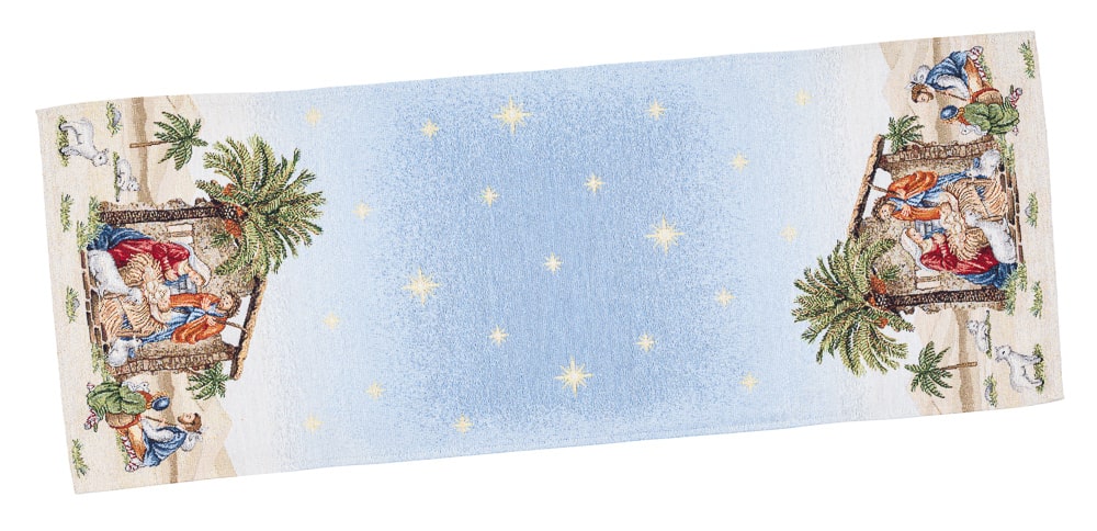 Christmas Table Runner  «Topino» with Golden Lurex - Luxury Tapestry