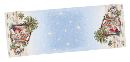 Christmas Table Runner  «Topino» with Golden Lurex - Luxury Tapestry