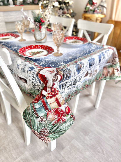 Christmas tapestry tablecloth «WINDOW» With microfibre