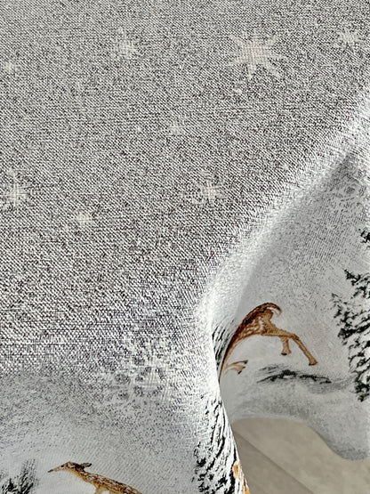 Round Christmas tablecloth «WINTER» With microfibre