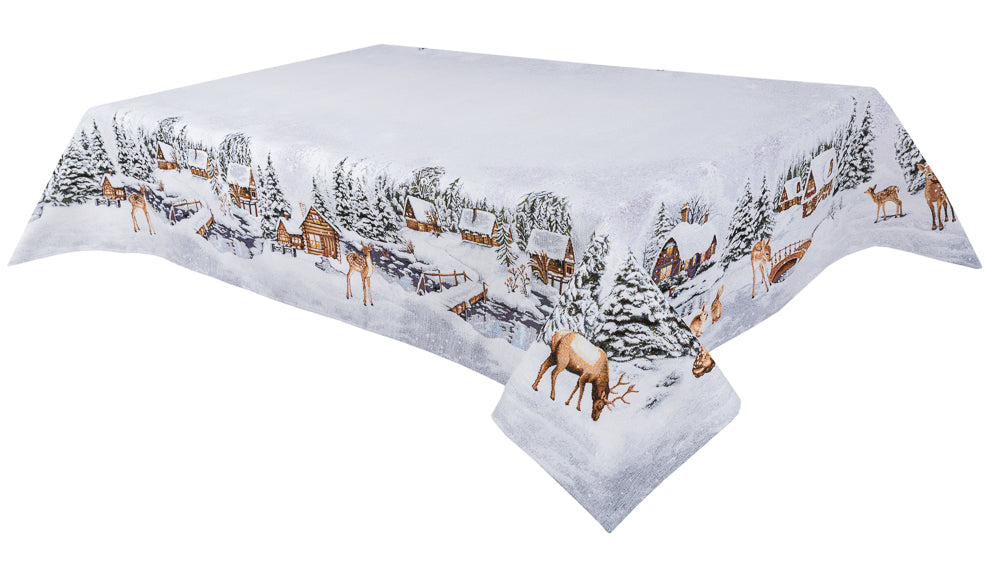 Christmas tapestry tablecloth «WINTER» With microfibre