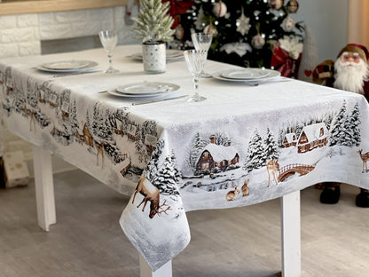 Christmas tapestry tablecloth «WINTER» With microfibre