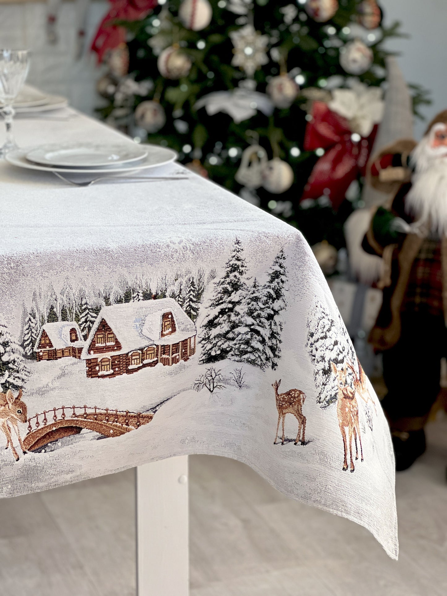 Christmas tapestry tablecloth «WINTER» With microfibre